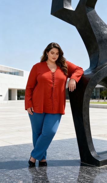 Immagine di CURVY GIRL LACE UP BLOUSE